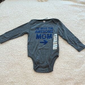 Old Navy Gray and Blue Bodysuit with Snap Closure